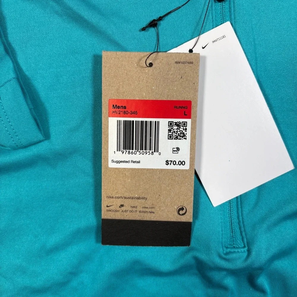 Nike Stride Mens Dri-FIT 1/2 Zip Running Mid Layer Dusty Cactus Blue Green Large